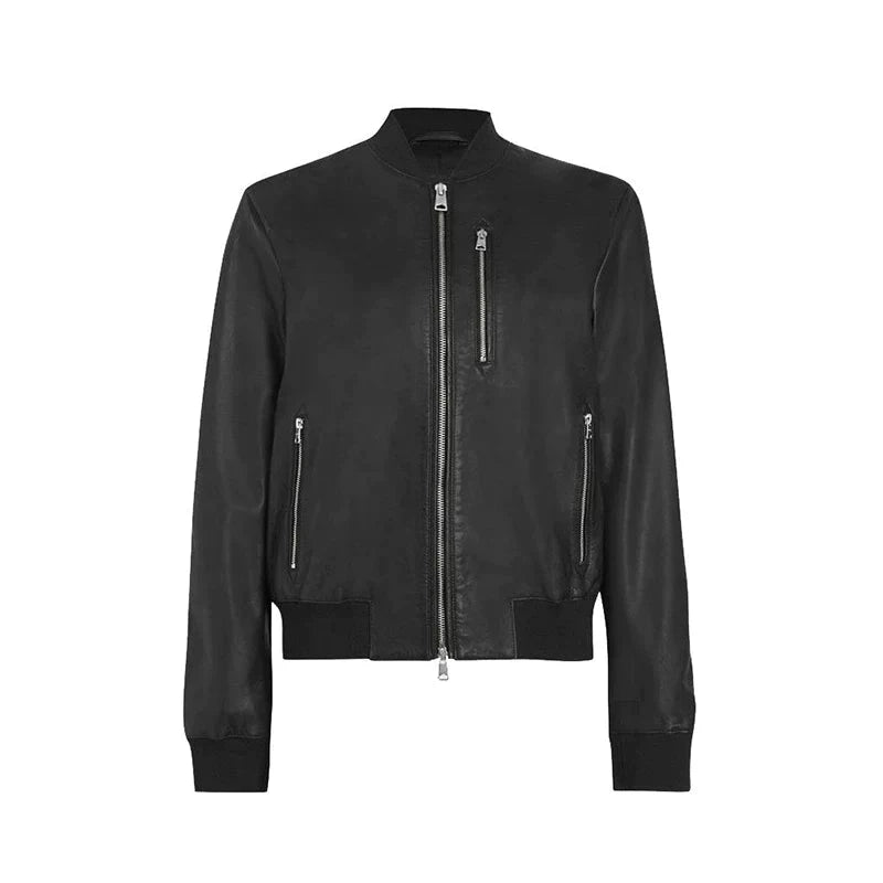 Sheep Zipper Leather Bomber Jacket Women Zing Apparel