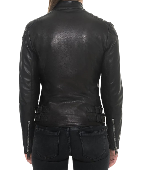 Sheep Padded Leather Biker Jacket Women Zing Apparel