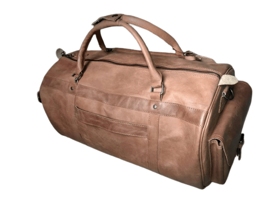 Vintage Leather Gym Bag Men, Brown