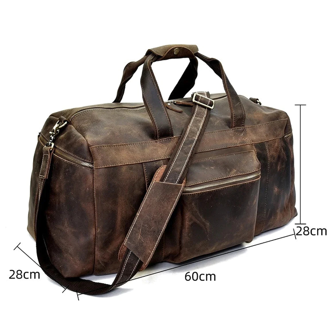 Genuine Cow Leather Weekender Duffle Bag