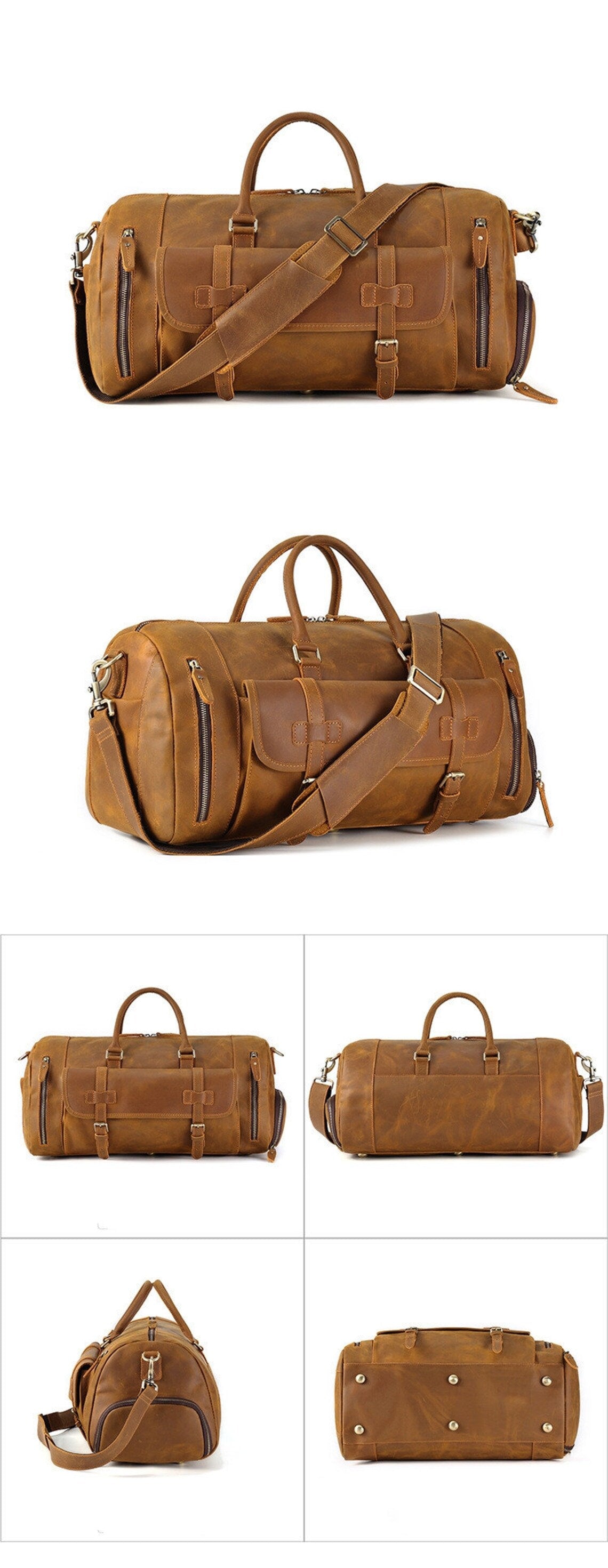 Premium Crazy Horse Leather Duffle Bag Zing Apparel