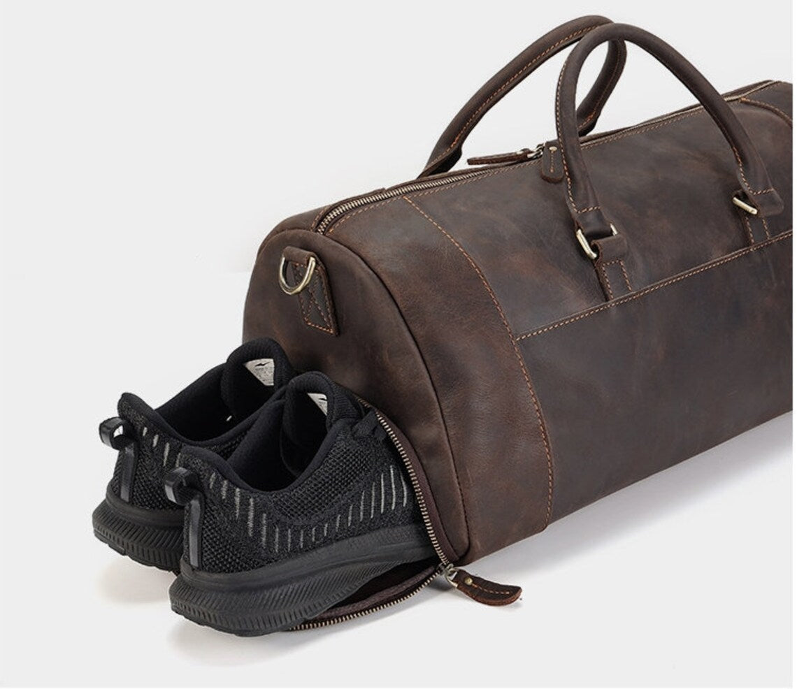 Premium Crazy Horse Leather Duffle Bag
