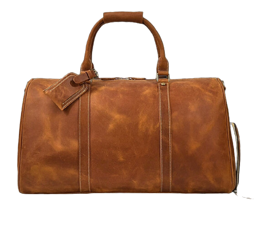 Premium Luggage Leather Duffel Bag, Brown