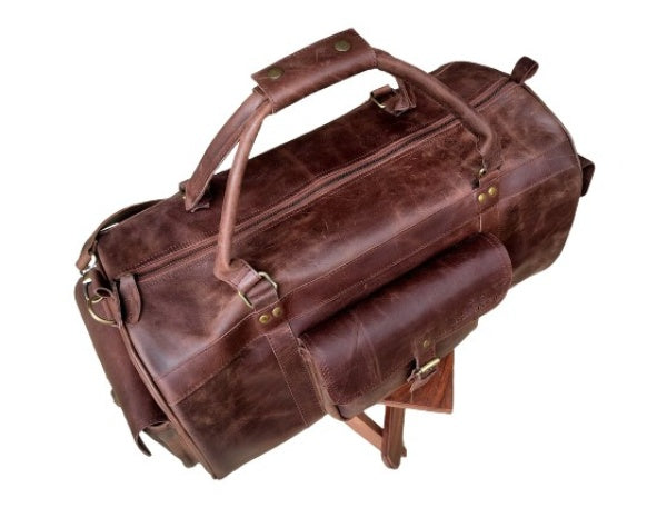 Vintage Leather Weekender with Shoe Pocket