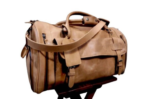 Full Grain Duffle Bag With Shoe Pocket