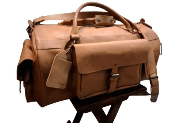 Vintage Leather Gym Bag Men, Brown