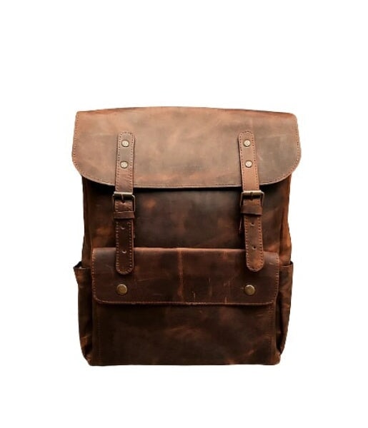 Crazy Horse Leather Backpack For Travel