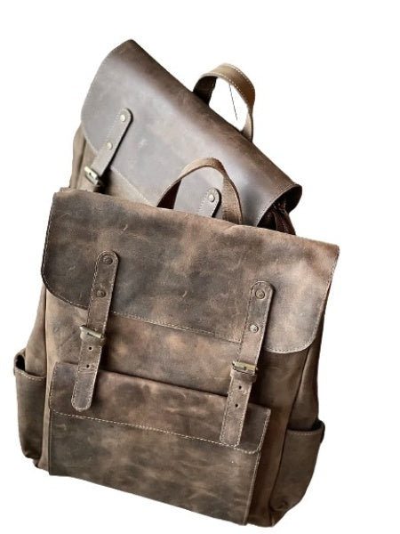 Crazy House Leather Laptop Backpack
