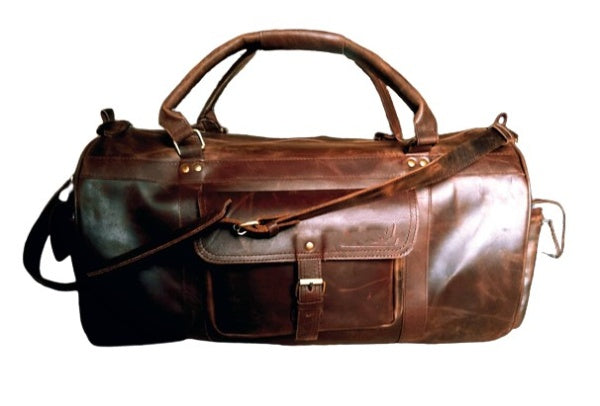 Vintage Leather Weekender with Shoe Pocket