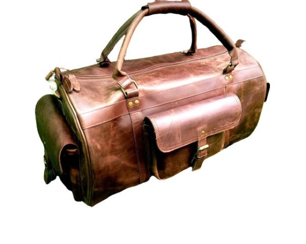 Vintage Leather Weekender with Shoe Pocket Zing Apparel