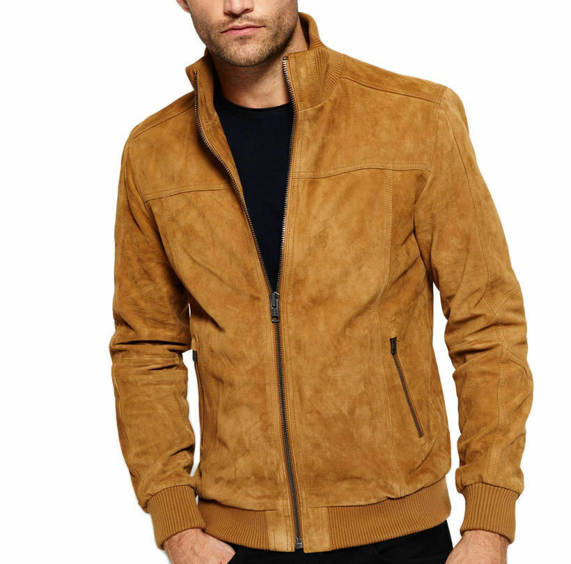 Trucker Biker Suede Leather Jacket Men