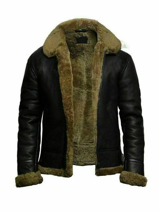 Black RAF Ginger Wool Shearling Jacket For Men