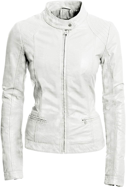 Pure Sheep Leather Biker Jacket Women, White