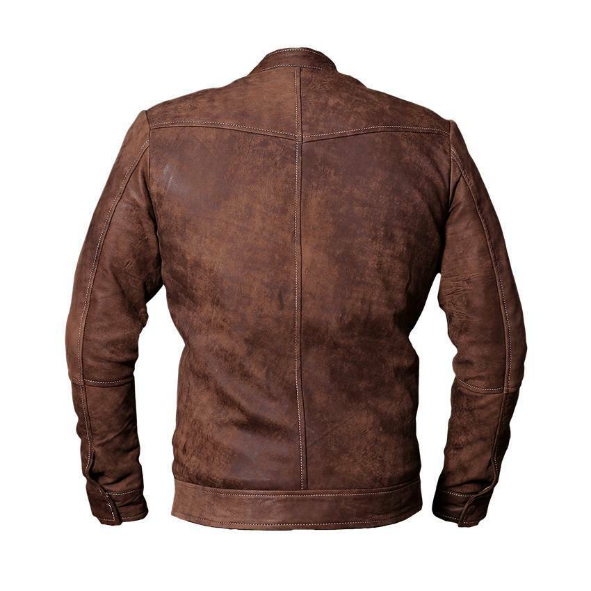 Signature Brown Distressed Leather Jacket, Back