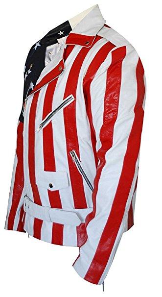 Halloween Jacket - American Flag Biker Leather Jacket