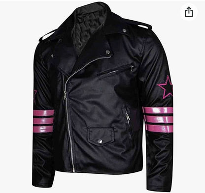 Halloween Jacket - Hitman Bret Hart Girl Leather Jacket, Black