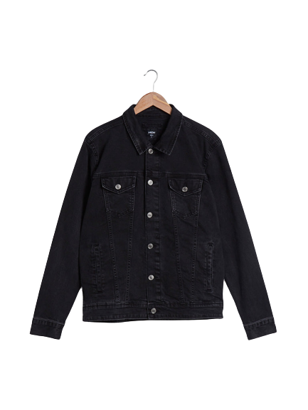 Men's Black Button Denim Trucker Jacket