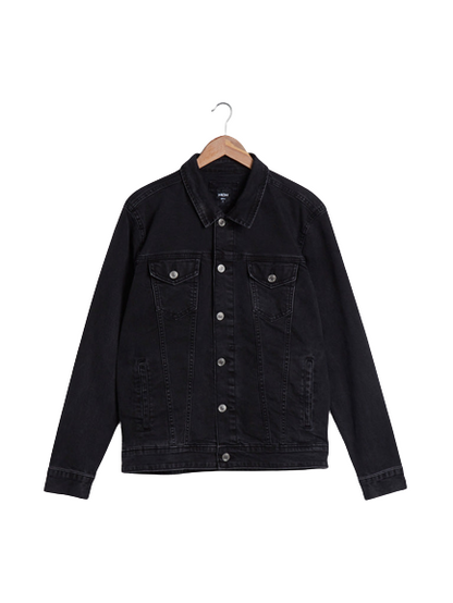 Men's Black Button Denim Trucker Jacket