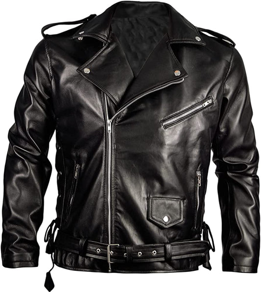 Black Brando Style Leather Jacket