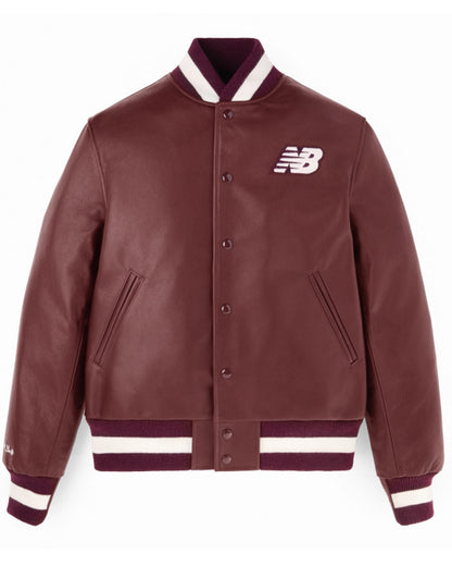 2025-US-Open-Coco-Gauff-New-Balance-Burgundy-Leather-Bomber-Jacket