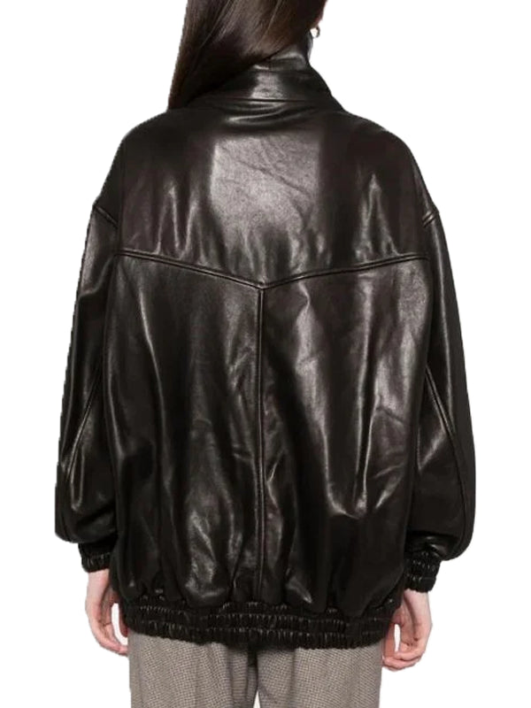 Nour Hammour Beck Oversized Leather Jacket