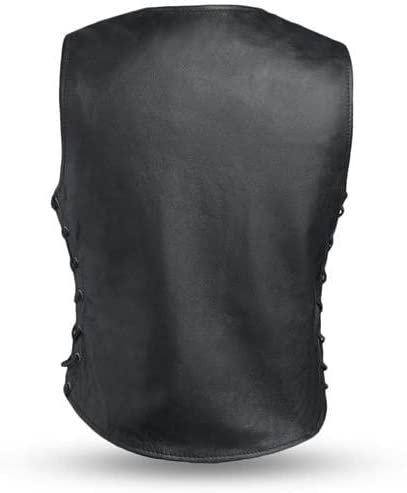 Women's Black Leather Vest with Side Laces