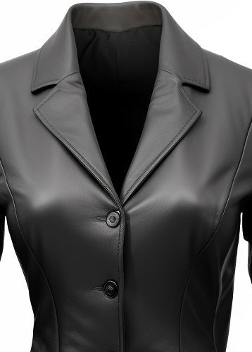 Fitted Black Leather Women Coat Blazer