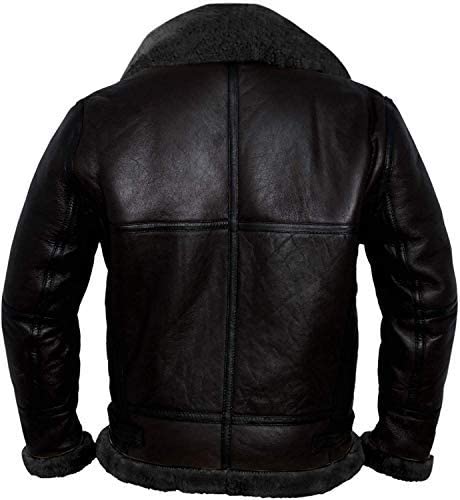 Flight Pilot Black Leather Shearling Jacket