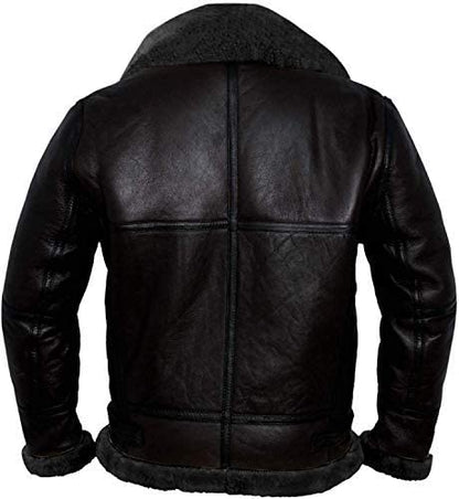 Flight Pilot Black Leather Shearling Jacket