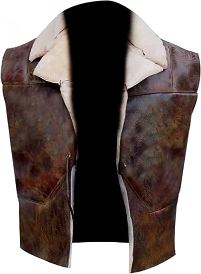 Vintage Biker Leather Vest Men Brown