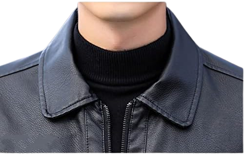 Tall Leather Biker Jacket Men, Black