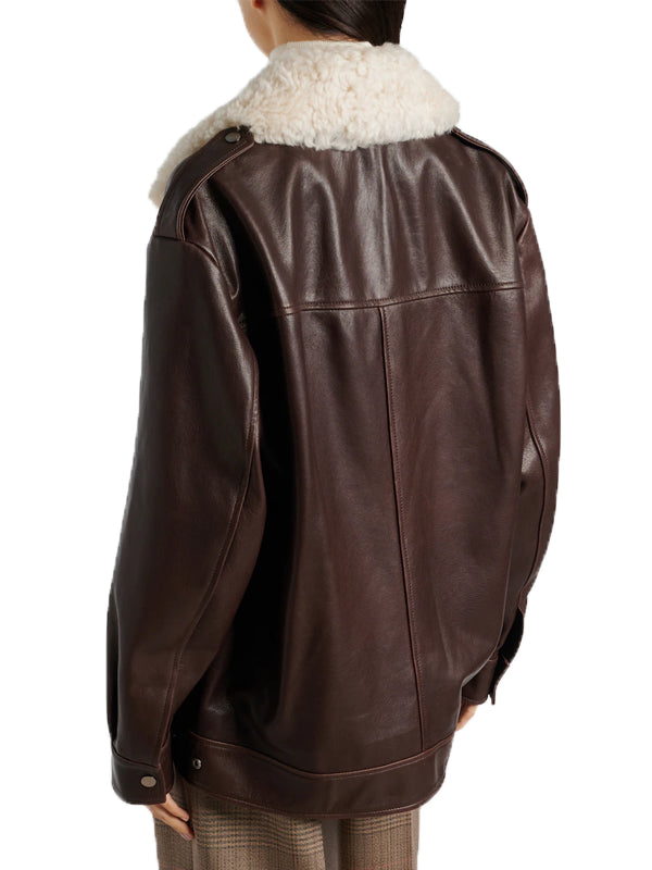 Nour Hammour Beck Oversized Leather Jacket