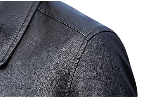 Tall Leather Biker Jacket Men, Black