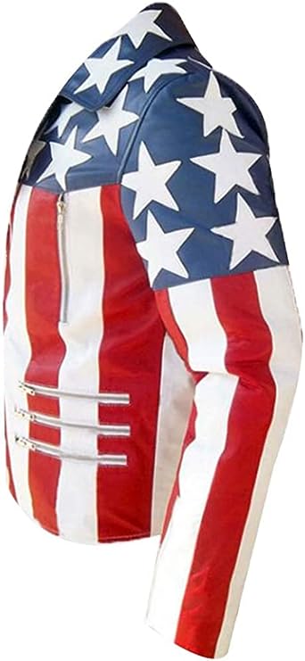 Men's USA American Flag Brando Leather Jacket