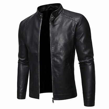 Men's Casual Fashion Stand Collar Slim Biker Jacket, Front