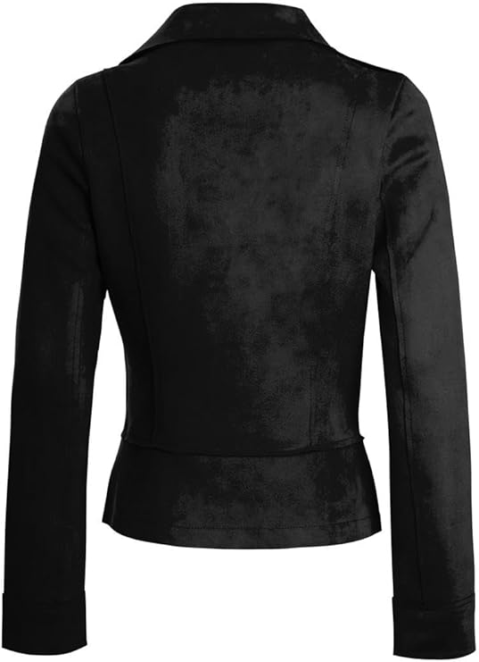 Women Black Suede Zipper Jacket