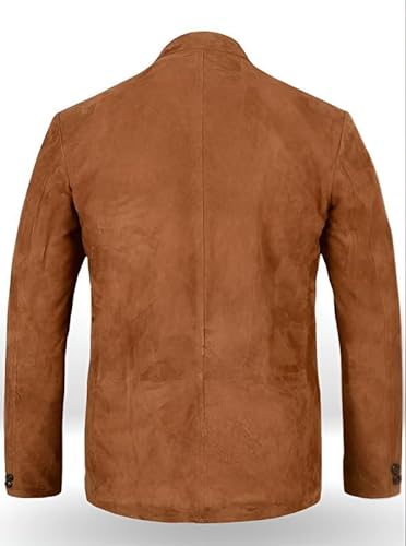 Soft Caramel Suede Leather Blazer, Brown