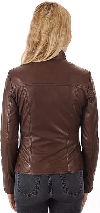 ROXA Trendy Women's Zip Up Genuine Biker Jacket
