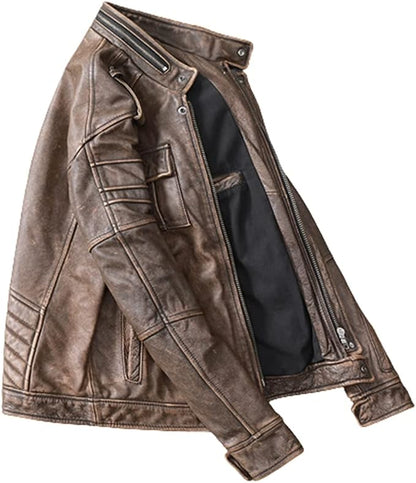 Mens Elite Vintage Brown Biker Jacket