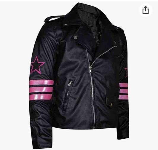 Halloween Jacket - Hitman Bret Hart Girl Leather Jacket, Black