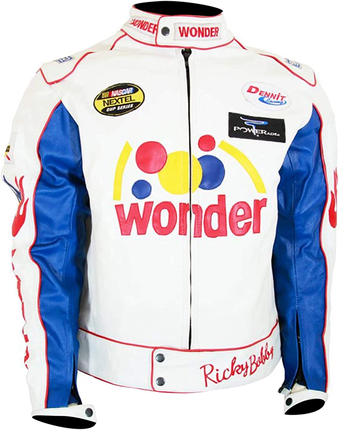 Wonder White Ricky Racing Leather Jacket, Front