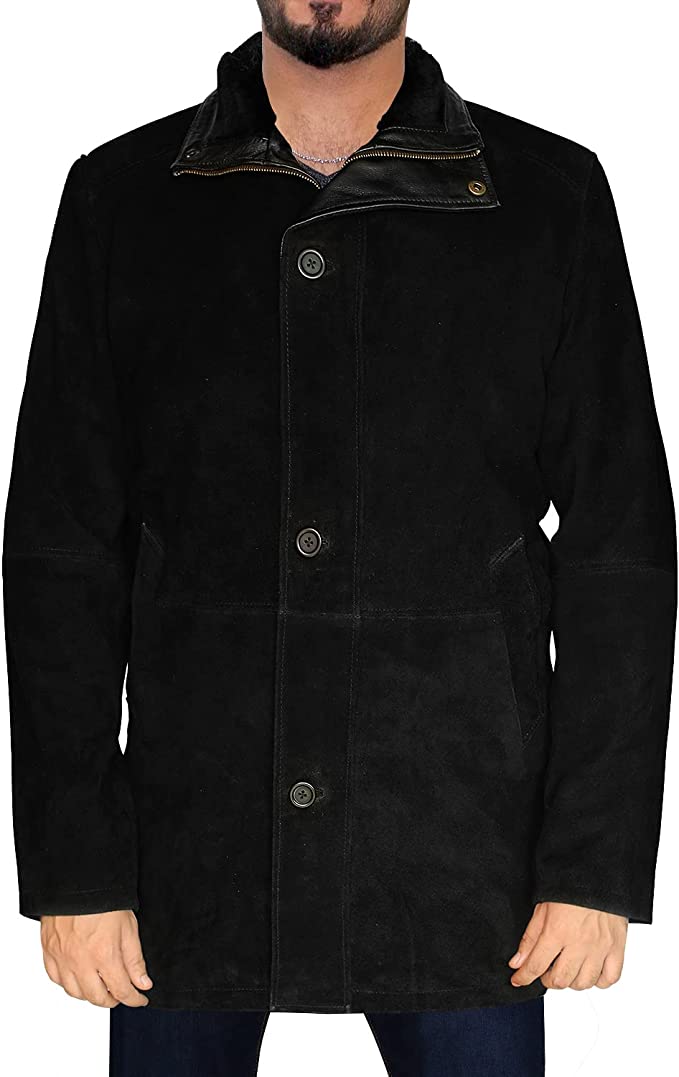 NomiLeather Suede Leather Jackets Men, Black