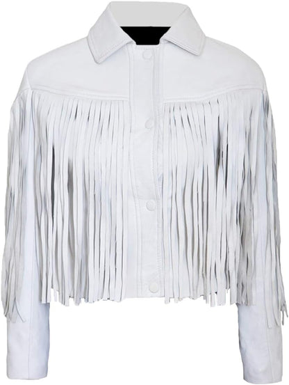 Ferris Bueller Fringe Leather Jacket, White