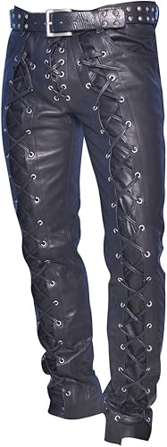 Western American Cowhide Biker Leather Pants