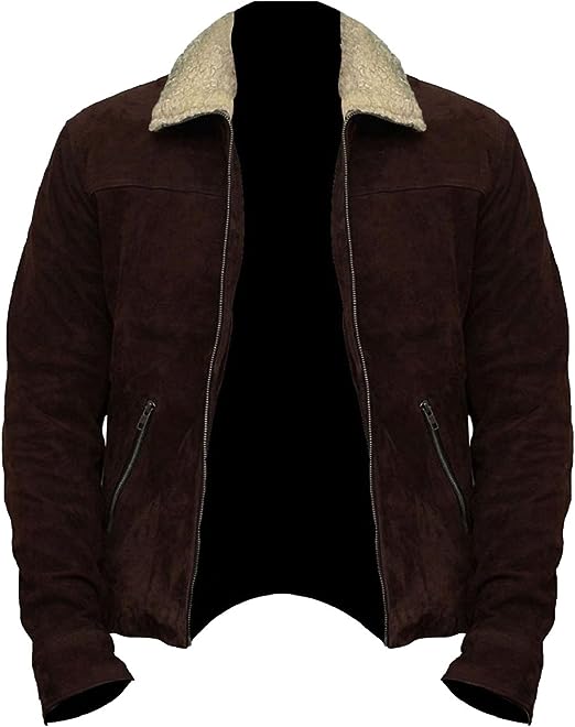 Walking Dead Suede Jacket Men, Brown