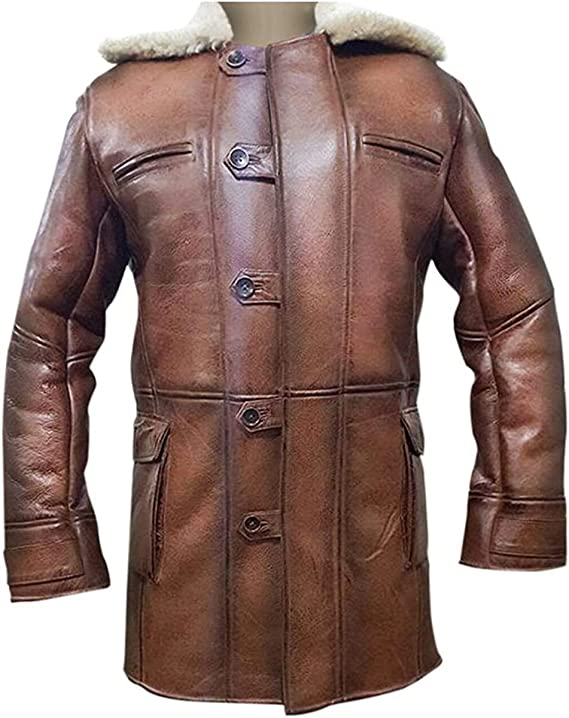 Tom Hardy Shearling Leather Coat Jacket Bane Coat