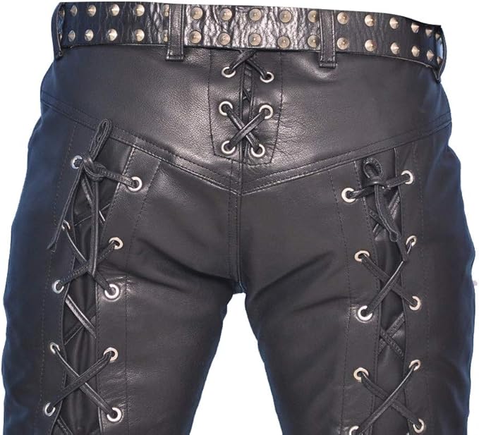 Western American Cowhide Biker Leather Pants