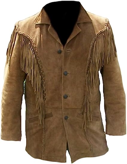 Men Brown Suede Western Leather Jacket