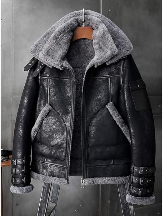 Shearling Coat Men's B3 Leather Jacket