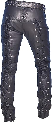 Western American Cowhide Biker Leather Pants